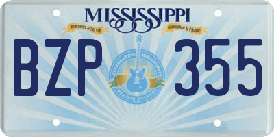 MS license plate BZP355