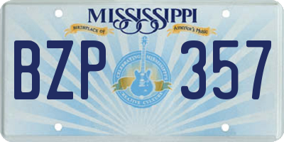 MS license plate BZP357