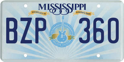MS license plate BZP360