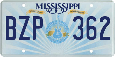 MS license plate BZP362