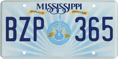 MS license plate BZP365