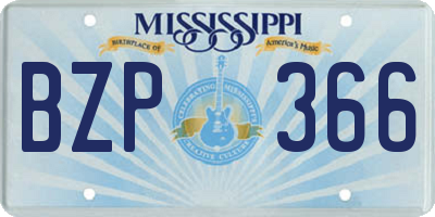 MS license plate BZP366