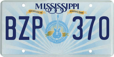 MS license plate BZP370