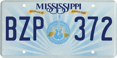 MS license plate BZP372