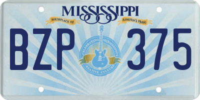 MS license plate BZP375