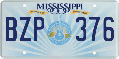 MS license plate BZP376