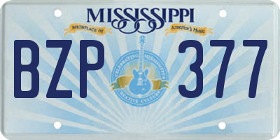 MS license plate BZP377