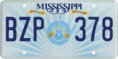 MS license plate BZP378