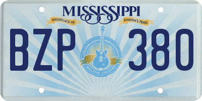MS license plate BZP380