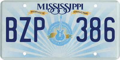 MS license plate BZP386