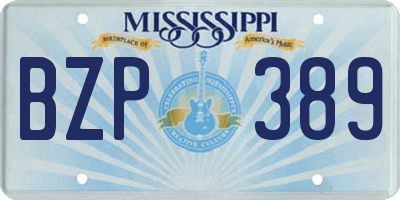 MS license plate BZP389