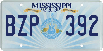 MS license plate BZP392