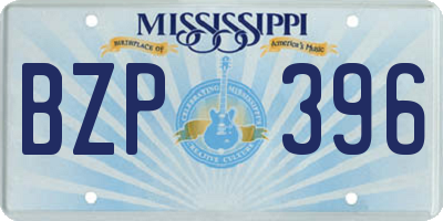 MS license plate BZP396