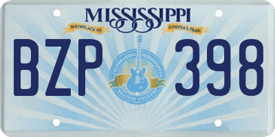 MS license plate BZP398