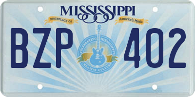 MS license plate BZP402