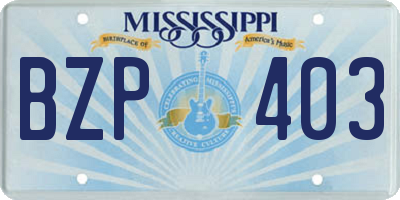 MS license plate BZP403