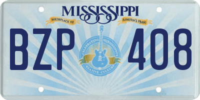 MS license plate BZP408