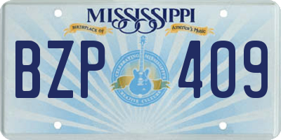 MS license plate BZP409