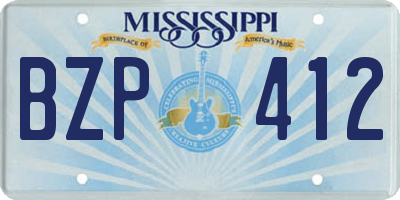 MS license plate BZP412