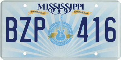 MS license plate BZP416