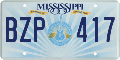 MS license plate BZP417