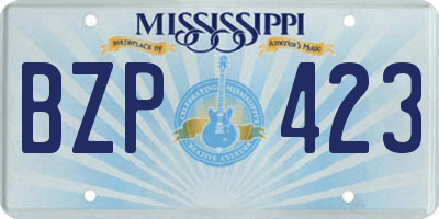 MS license plate BZP423