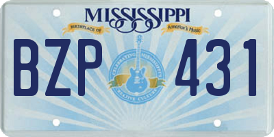 MS license plate BZP431