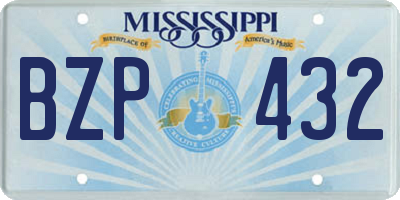 MS license plate BZP432
