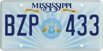 MS license plate BZP433