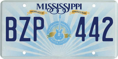 MS license plate BZP442