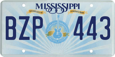 MS license plate BZP443