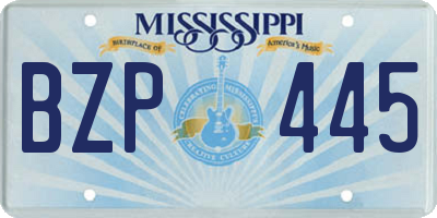 MS license plate BZP445