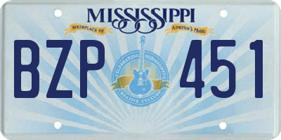 MS license plate BZP451