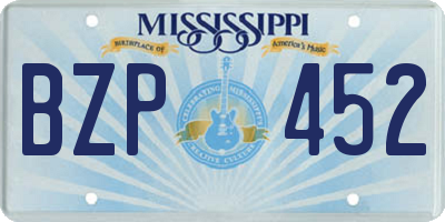 MS license plate BZP452