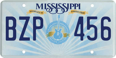 MS license plate BZP456