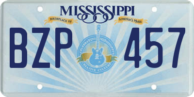 MS license plate BZP457