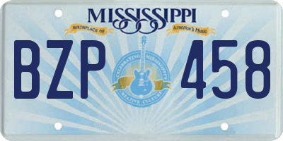 MS license plate BZP458