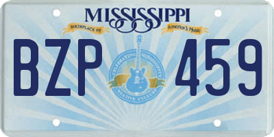MS license plate BZP459