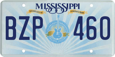 MS license plate BZP460