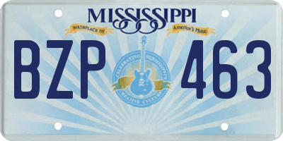 MS license plate BZP463