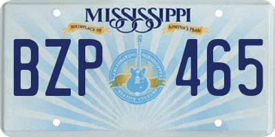 MS license plate BZP465