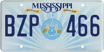 MS license plate BZP466