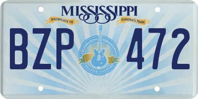 MS license plate BZP472
