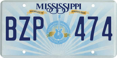 MS license plate BZP474