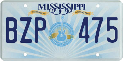 MS license plate BZP475