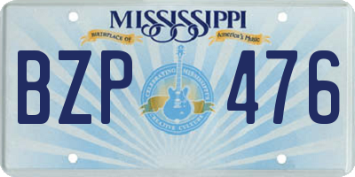 MS license plate BZP476