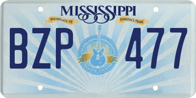 MS license plate BZP477
