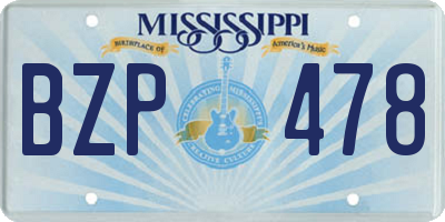 MS license plate BZP478
