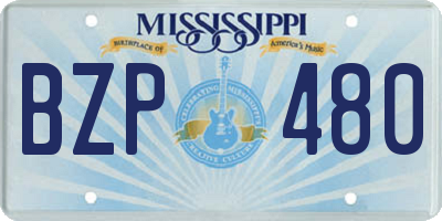MS license plate BZP480