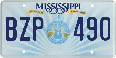 MS license plate BZP490
